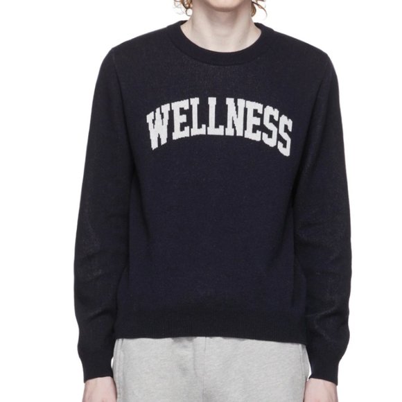 SPORTY & RICH Navy Wellness Ivy Crewneck Sweater - Picture 4 of 4